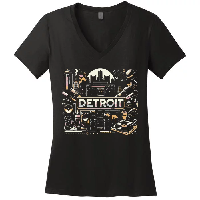 Detroit Hip Hop Women's V-Neck T-Shirt