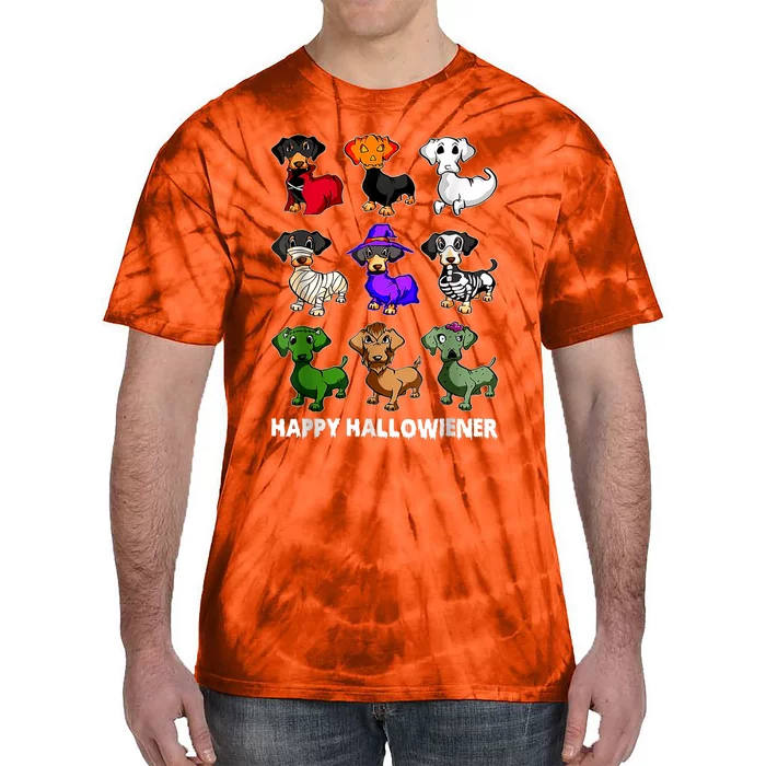 Dachshund Happy Halloweiner Funny Halloween Dogs Lover Gifts Tie-Dye T-Shirt