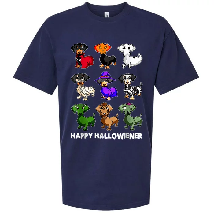 Dachshund Happy Halloweiner Funny Halloween Dogs Lover Gifts Sueded Cloud Jersey T-Shirt