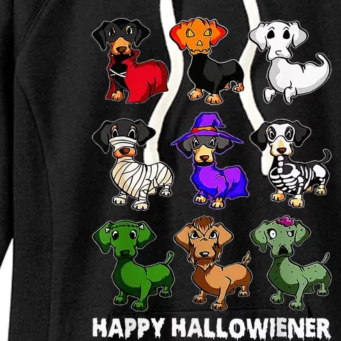 Dachshund Happy Halloweiner Funny Halloween Dogs Lover Women's Fleece Hoodie