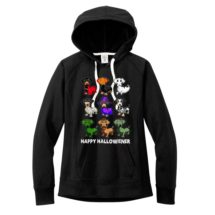 Dachshund Happy Halloweiner Funny Halloween Dogs Lover Women's Fleece Hoodie