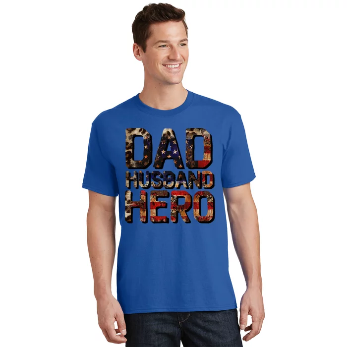 Dad Husband Hero Usa Flag Proud Dad Gift T-Shirt