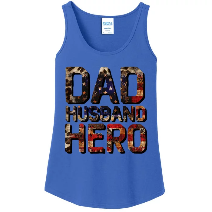 Dad Husband Hero Usa Flag Proud Dad Gift Ladies Essential Tank