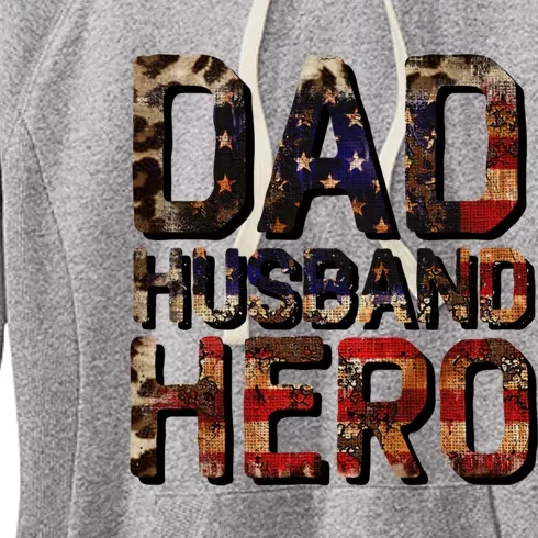 Dad Husband Hero Usa Flag Proud Dad Gift Women's Fleece Hoodie