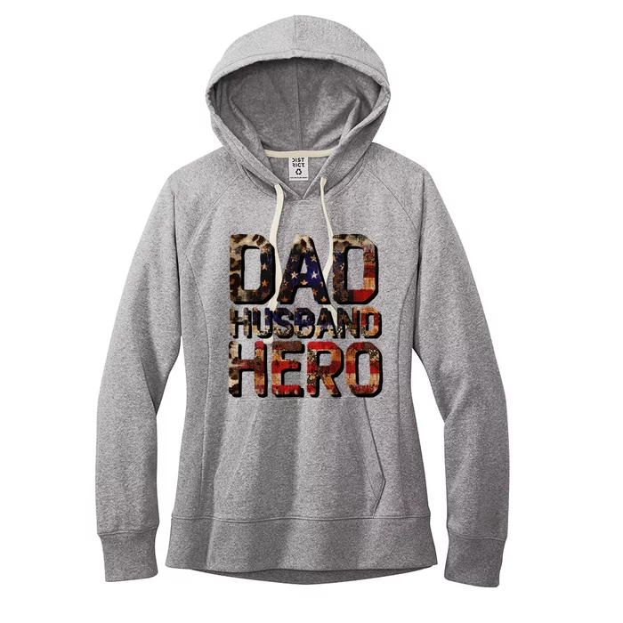 Dad Husband Hero Usa Flag Proud Dad Gift Women's Fleece Hoodie