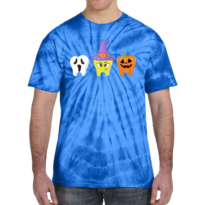 Dental Hygienist Halloween Pumpkin Ghost Witch Tooth Doctor Funny Gift Tie-Dye T-Shirt