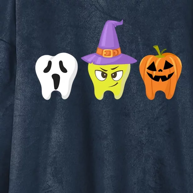 Dental Hygienist Halloween Pumpkin Ghost Witch Tooth Doctor Funny Gift Hooded Wearable Blanket