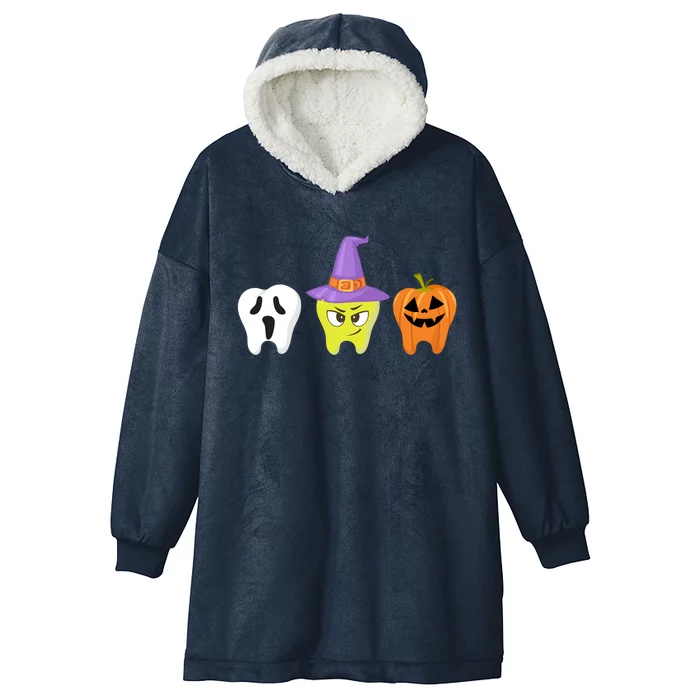 Dental Hygienist Halloween Pumpkin Ghost Witch Tooth Doctor Funny Gift Hooded Wearable Blanket