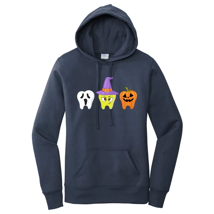 Dental Hygienist Halloween Pumpkin Ghost Witch Tooth Doctor Funny Gift Women's Pullover Hoodie