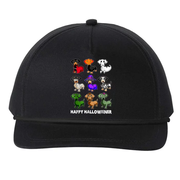 Dachshund Happy Halloweiner Funny Halloween Dogs Lover Snapback Five-Panel Rope Hat