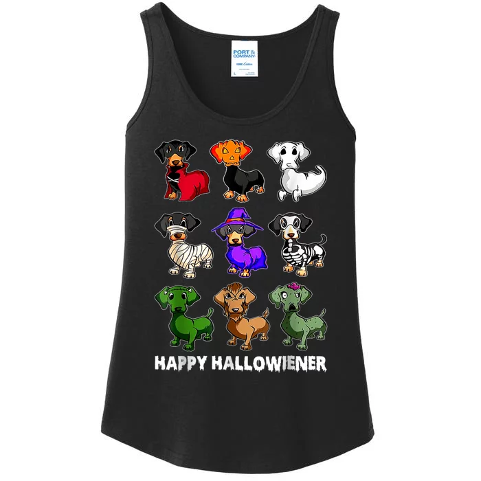 Dachshund Happy Halloweiner Funny Halloween Dogs Lover Ladies Essential Tank