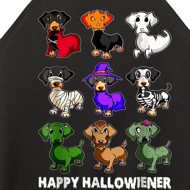 Dachshund Happy Halloweiner Funny Halloween Dogs Lover Women’s Perfect Tri Rocker Tank