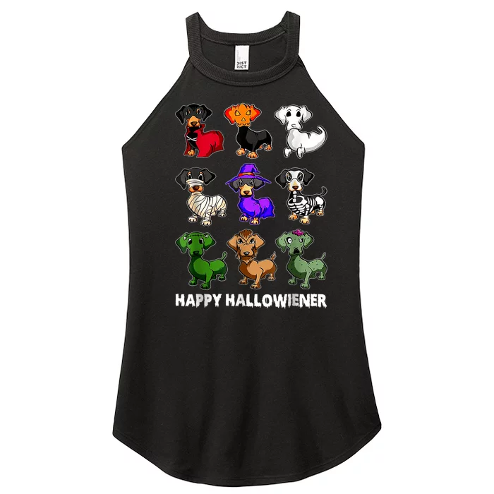 Dachshund Happy Halloweiner Funny Halloween Dogs Lover Women’s Perfect Tri Rocker Tank