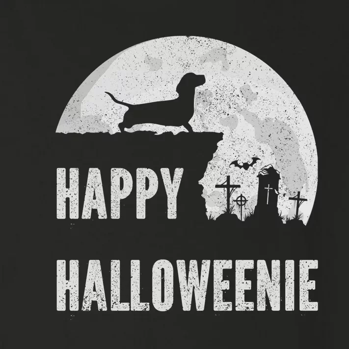 Dachshund Happy Halloweenie Costume Wiener Dog In The Moon Toddler Long Sleeve Shirt