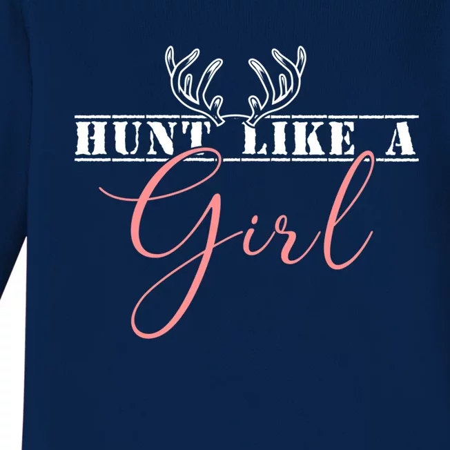 Deer Hunting Hunts Like A Hunter Funny Adventure Gift Baby Long Sleeve Bodysuit