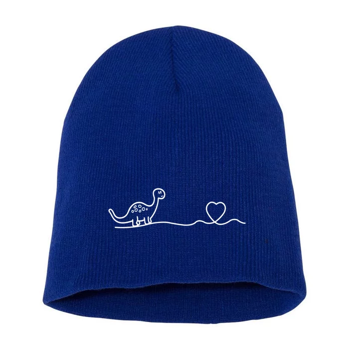 Dinosaur Hearts Heartbeat Cute Gift Line Art Heartlines Dino Heart Gift Short Acrylic Beanie