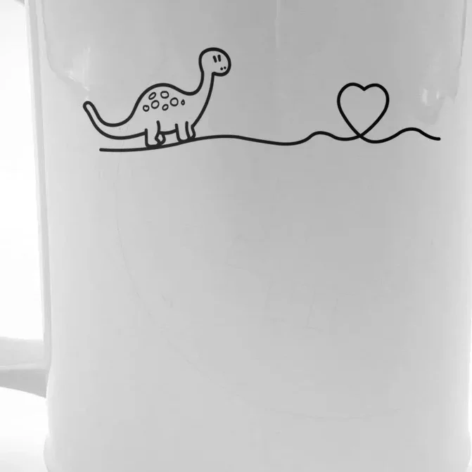 Dinosaur Hearts Heartbeat Cute Gift Line Art Heartlines Dino Heart Gift Front & Back Beer Stein