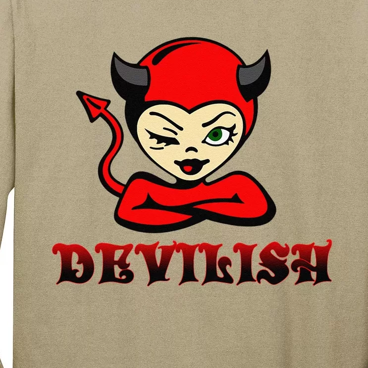 Devilish Happy Halloween Cute Gothic Cartoon Gift Tall Long Sleeve T-Shirt