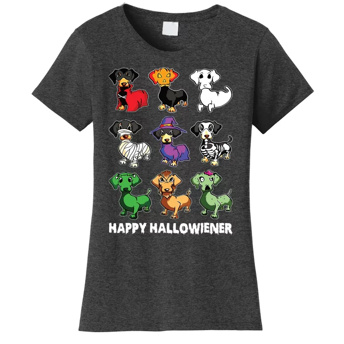 Dachshund Happy Halloweiner Funny Halloween Dogs Lover Women's T-Shirt