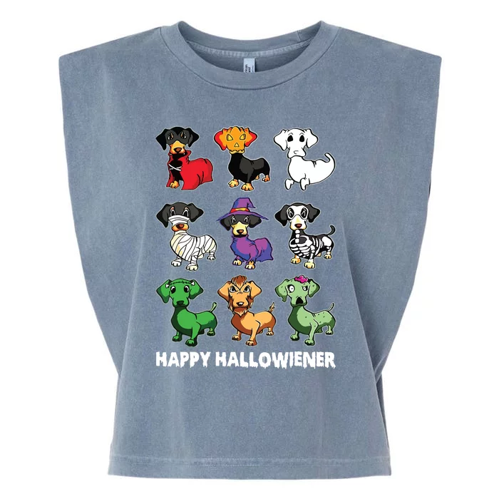 Dachshund Happy Halloweiner Funny Halloween Dogs Lover Garment-Dyed Women's Muscle Tee