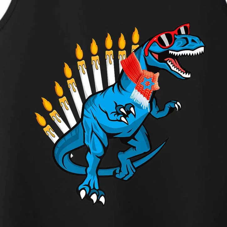 Dinosaur Happy Hanukkahorah Jewish Pajama Funny For  Premium Performance Tank