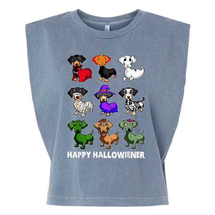 Dachshund Happy Halloweiner Funny Halloween Dogs Lover Garment-Dyed Women's Muscle Tee