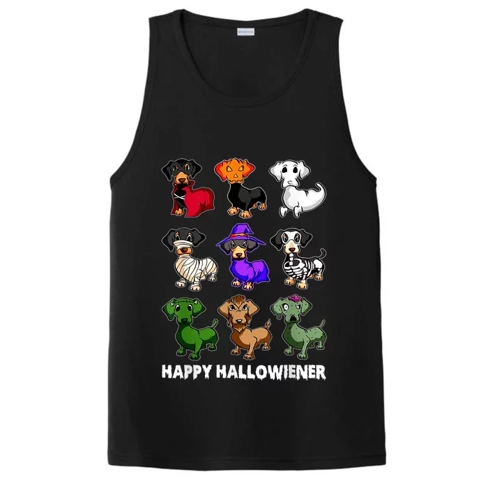 Dachshund Happy Halloweiner Funny Halloween Dogs Lover Gift Performance Tank