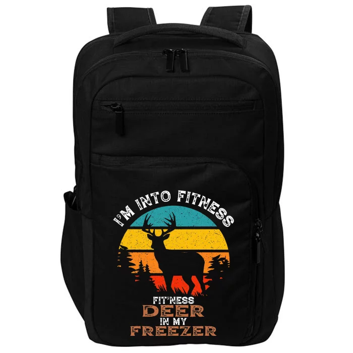 Deer Hunting IM Into Fitness Deer Freezer Funny Hunter Dad Impact Tech Backpack