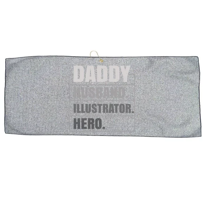 Daddy Husband Illustrator Hero Fathers Day Gift Large Microfiber Waffle Golf Towel