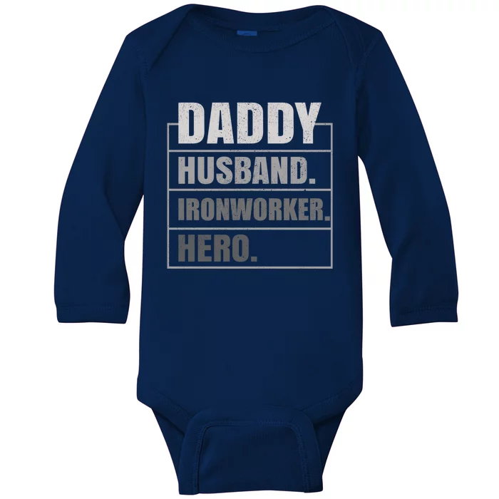 Daddy Husband Ironworker Hero Fathers Day Gift Baby Long Sleeve Bodysuit