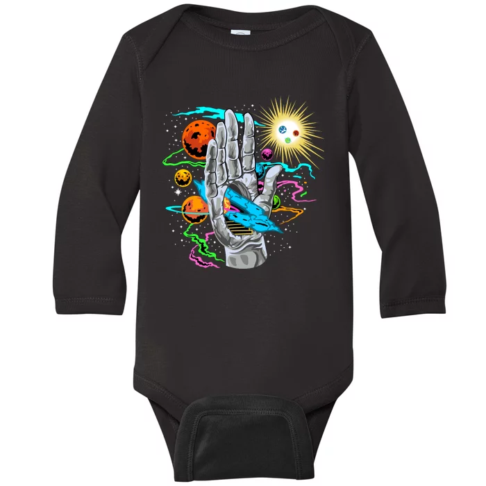 Divine Hand In Space Baby Long Sleeve Bodysuit