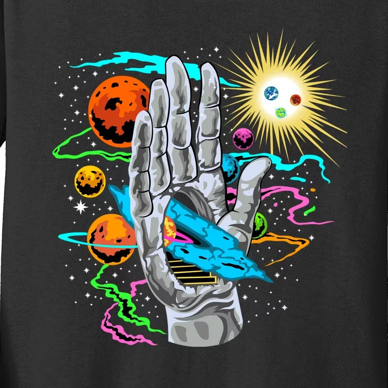 Divine Hand In Space Kids Long Sleeve Shirt