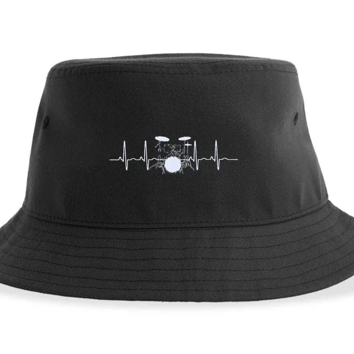 Drum Heartbeat Lifeline Music Lover Gift Drummer Sustainable Bucket Hat