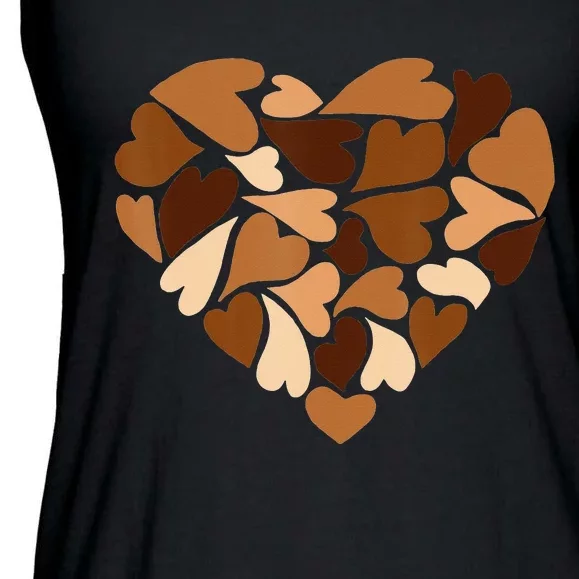 Diversity Hearts Love Black History Month Melanin Valentines Ladies Essential Flowy Tank