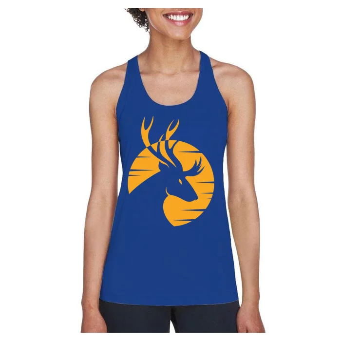 Deer Hunter Logo Simple Futuristic Deer Hunting Cute Gift Women's Racerback Tank