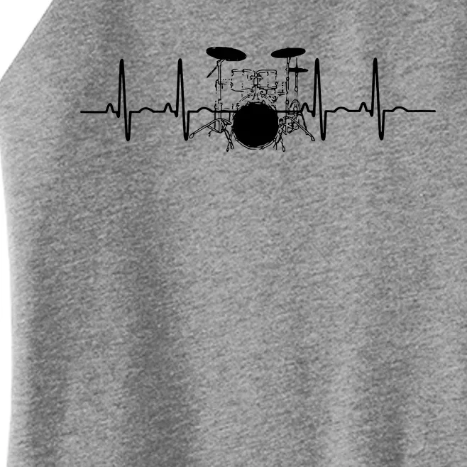 Drum Heartbeat Lifeline Music Lover Gift Drummer Women’s Perfect Tri Rocker Tank