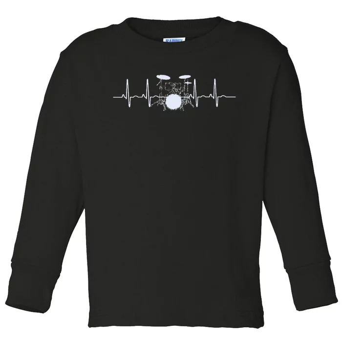 Drum Heartbeat Lifeline Music Lover Gift Drummer Toddler Long Sleeve Shirt