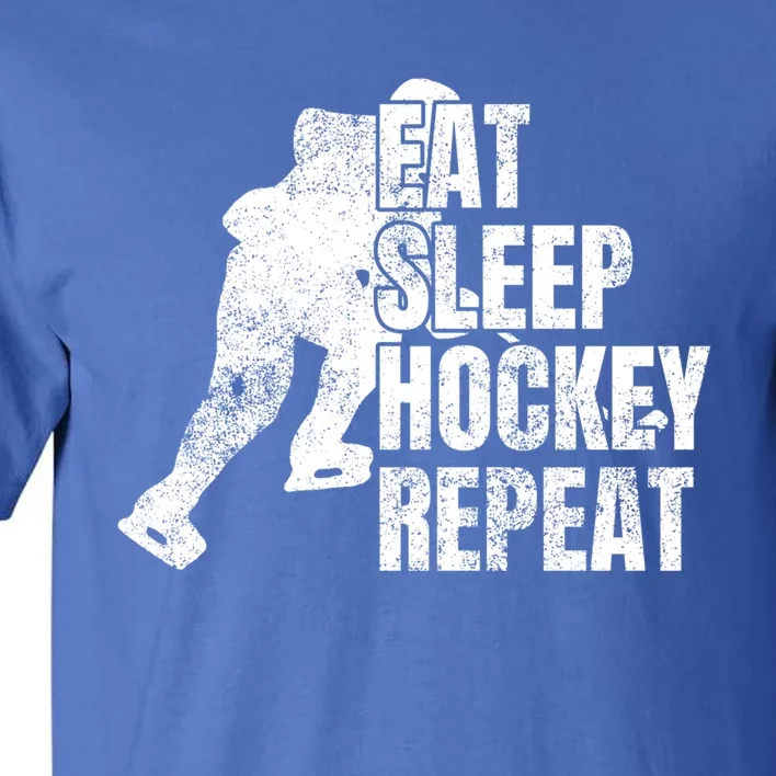 Distressed Hockey Lover Print Eat Sleep Ice Hockey Repeat Gift Tall T-Shirt