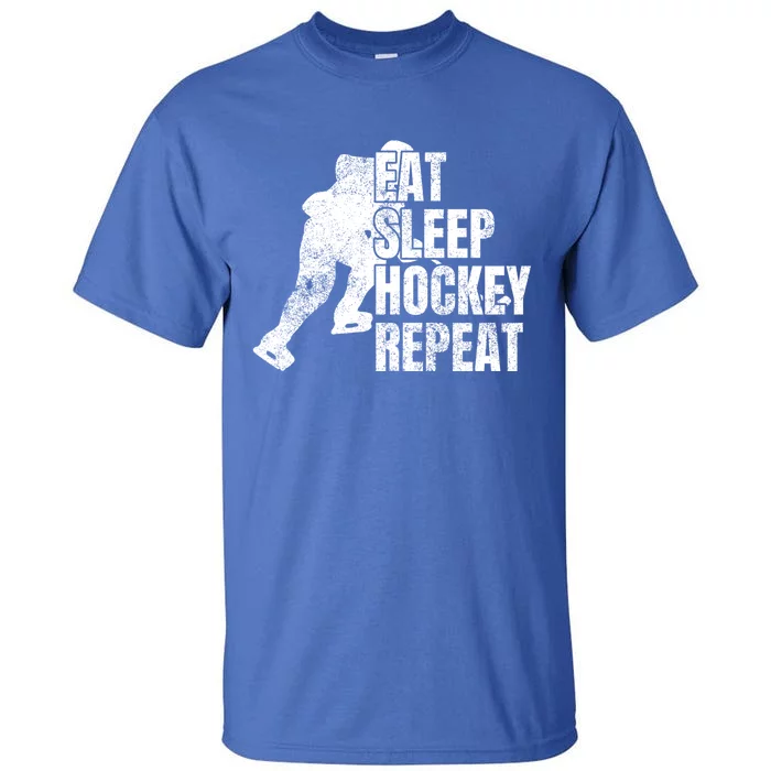 Distressed Hockey Lover Print Eat Sleep Ice Hockey Repeat Gift Tall T-Shirt