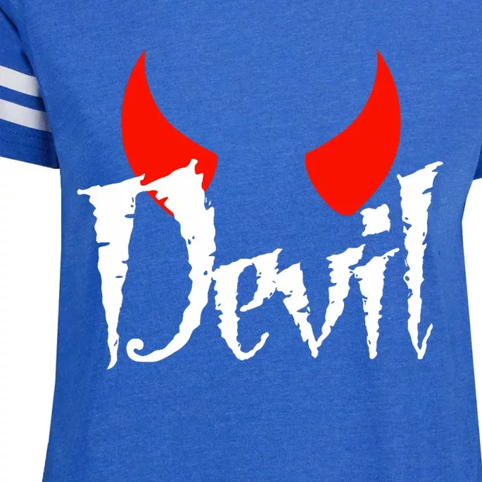 Devil Halloween Matching Couple Girlfriend Enza Ladies Jersey Football T-Shirt