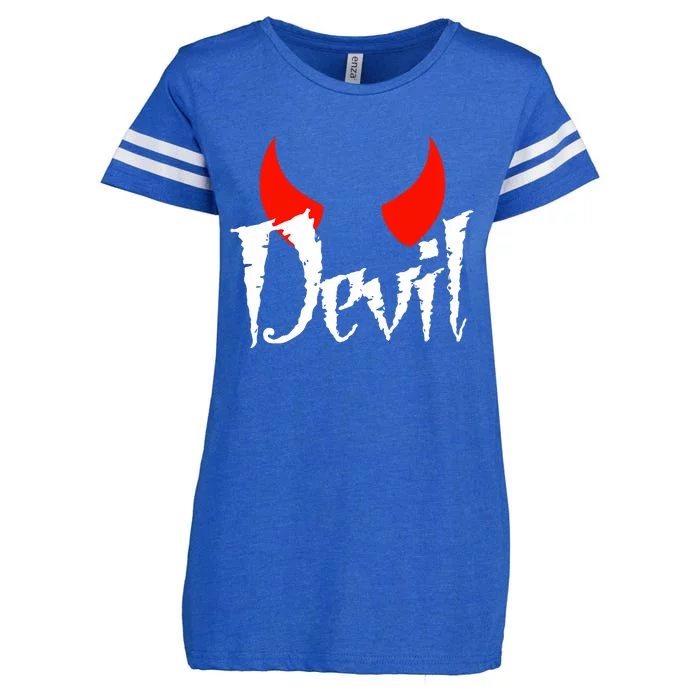 Devil Halloween Matching Couple Girlfriend Enza Ladies Jersey Football T-Shirt