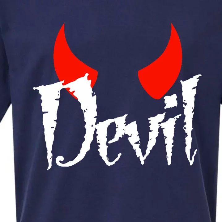 Devil Halloween Matching Couple Girlfriend Sueded Cloud Jersey T-Shirt