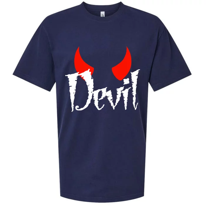 Devil Halloween Matching Couple Girlfriend Sueded Cloud Jersey T-Shirt