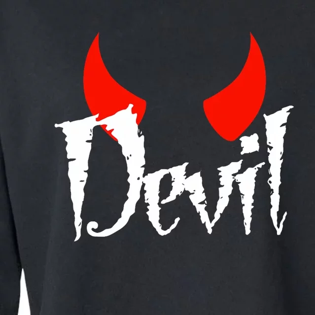 Devil Halloween Matching Couple Girlfriend Cropped Pullover Crew