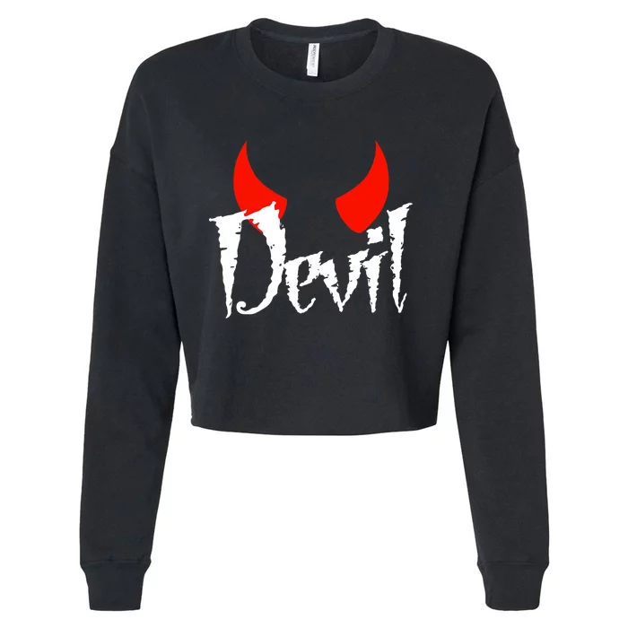 Devil Halloween Matching Couple Girlfriend Cropped Pullover Crew