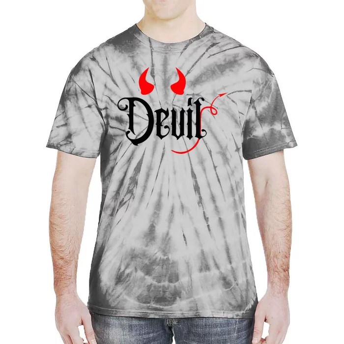 Devil Halloween Matching Couple Girlfriend Tie-Dye T-Shirt