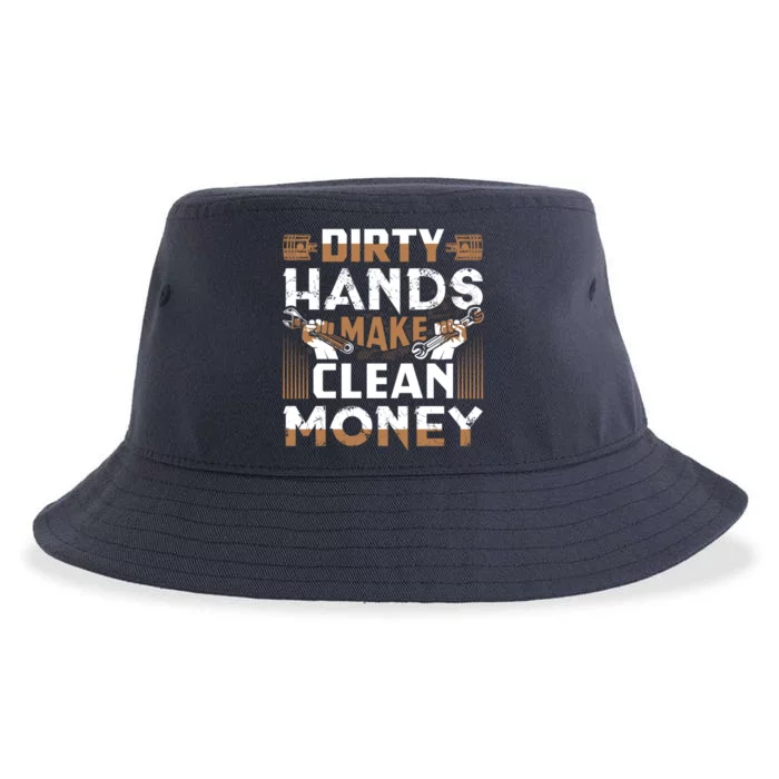 Dirty Hands Make Clean Money Funny Mechanic Gift Sustainable Bucket Hat