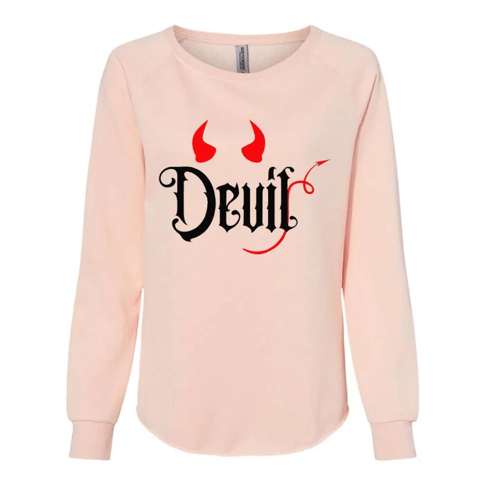 Devil Halloween Matching Couple Girlfriend Womens California Wash Sweatshirt