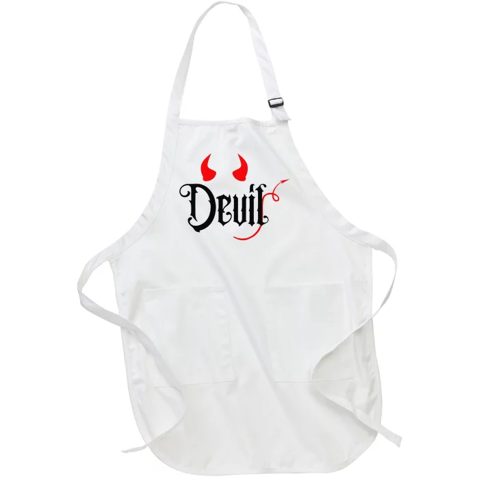 Devil Halloween Matching Couple Girlfriend Full-Length Apron With Pocket