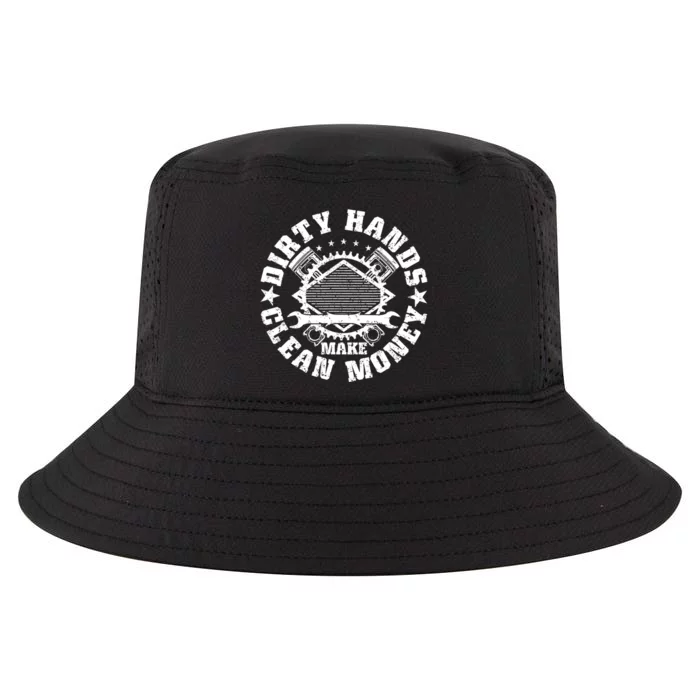 Dirty Hands Make Clean Money Funny Mechanic Mechanist Cool Comfort Performance Bucket Hat